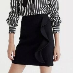 New! J CREW Elegant Black Ruffle Skirt